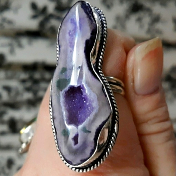 New Solar Quartz Agate Druzy 925 Silver Ring. - Picture 1 of 11